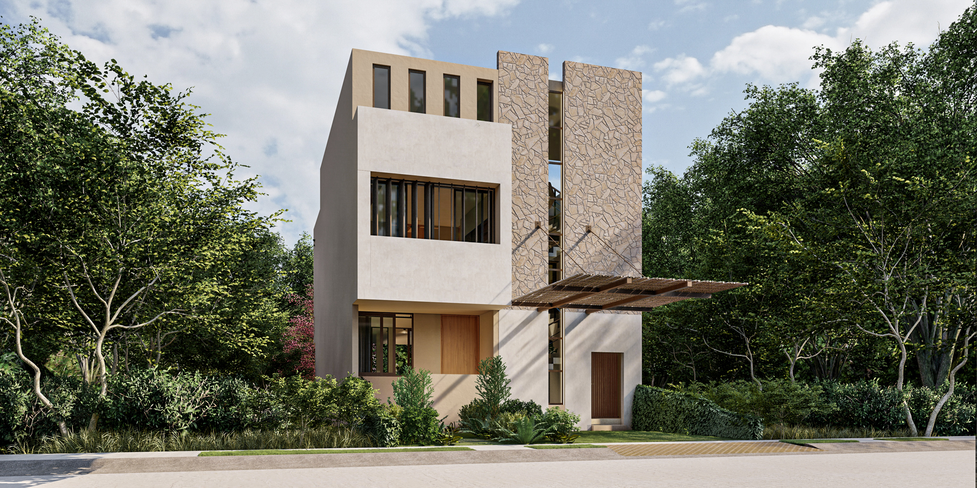 Fachada de Casa Sendero, proyecto de arquitectura de MUHECHstudio